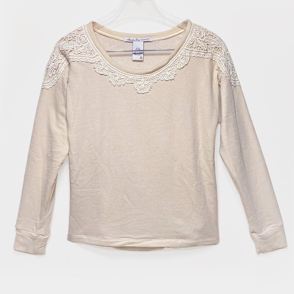Beige Crochet Sweatshirt by American Rag Cie